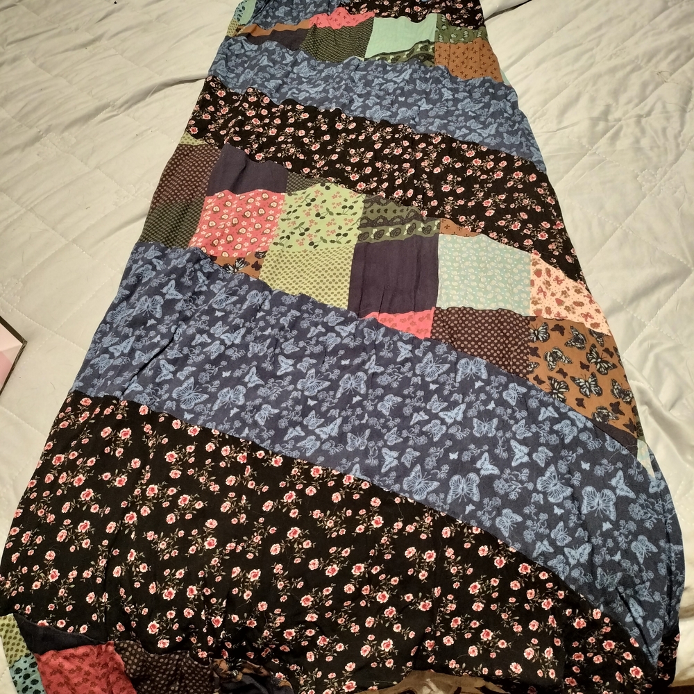 Hot Topic Blue and Black Patchwork Dress